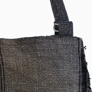 Striped Apron w/fringe | Dark Grey