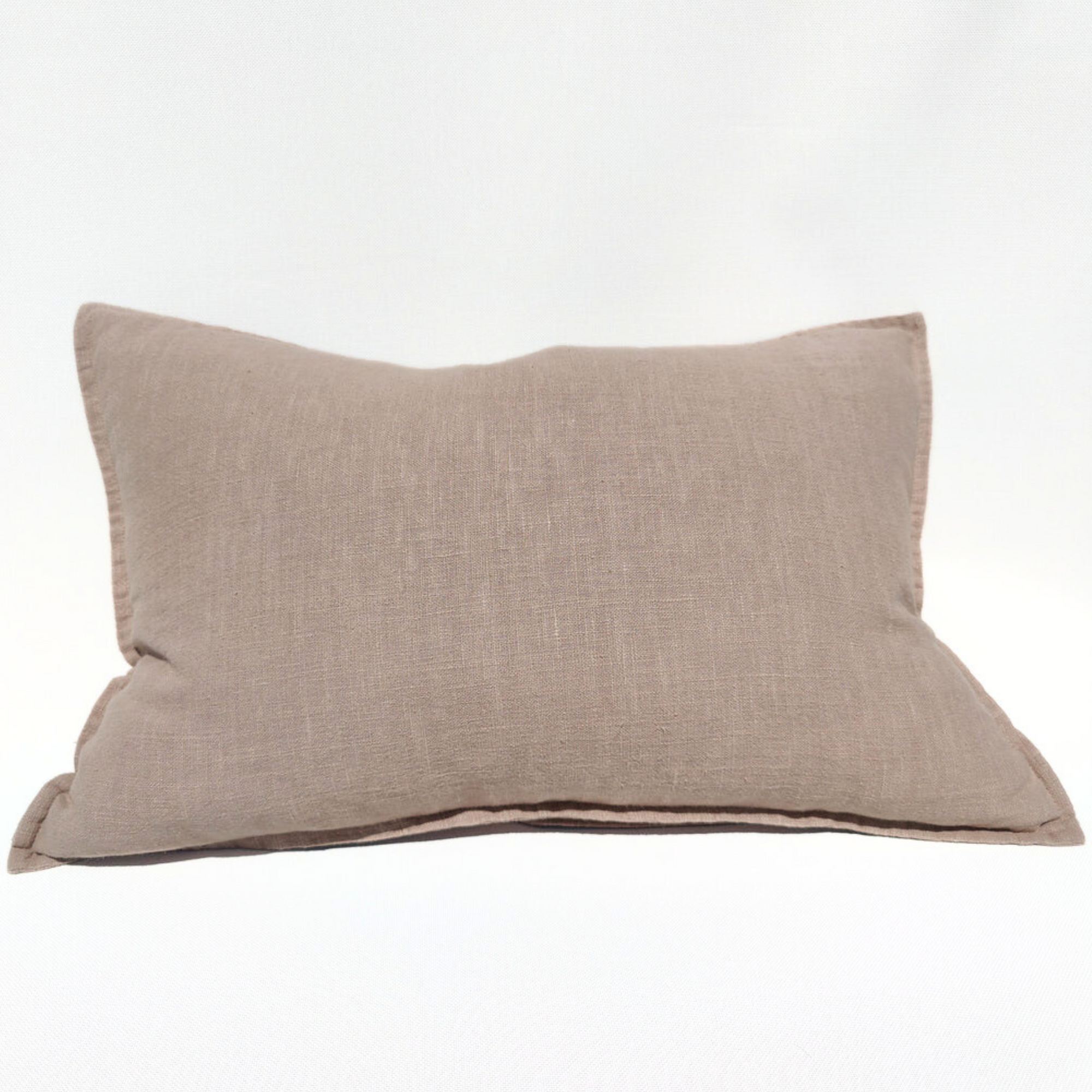 Stonewashed Linen Lumbar Cushion - Nude Pink