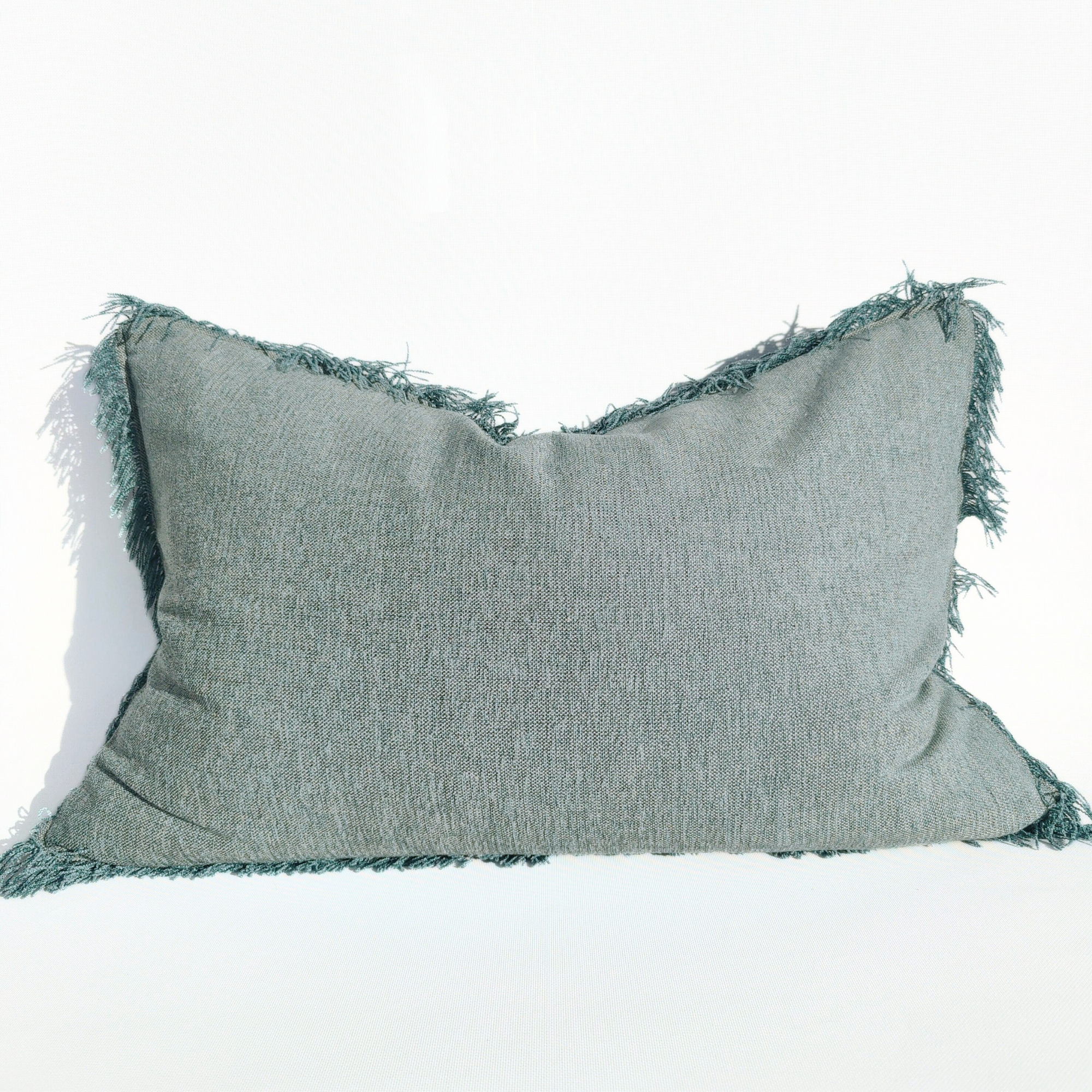 Namora Chenille Linen Lumbar Cushion | Turquoise Lake