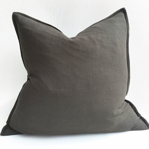 Oban Herringbone Linen Cushion 55cm | Wood Charcoal