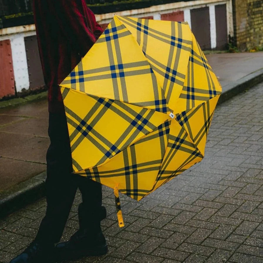 Micro Umbrella | Yellow Tweed by ANATOLE (anatole-micro-umbrella-tartan-finsbury-yellow-black)