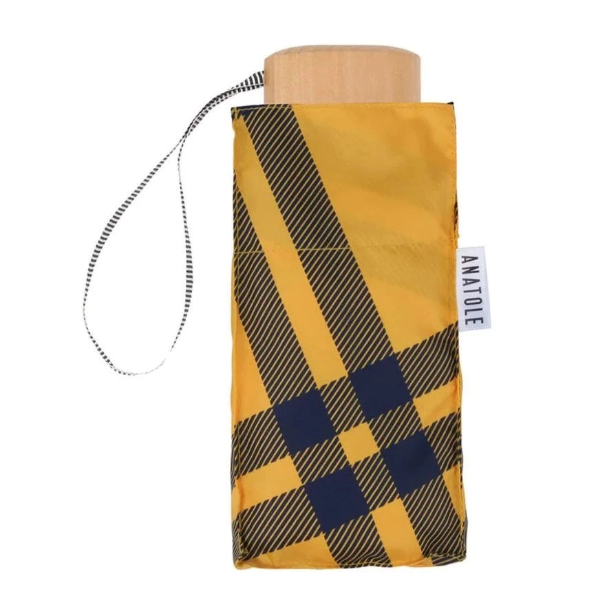 Micro Umbrella | Yellow Tweed by ANATOLE (anatole-micro-umbrella-tartan-finsbury-yellow-black)