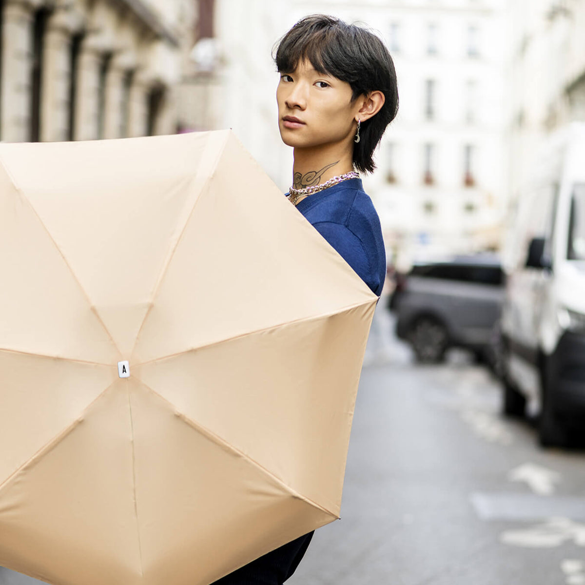 Micro Umbrella | Almond/Camille by ANATOLE (anatole-cream-beige-folding-micro-umbrella-camille)