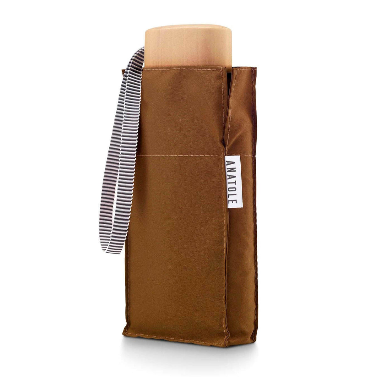 Micro Umbrella | Augustine/Caramel by ANATOLE (anatole-caramel-brown-folding-micro-umbrella-augustine)