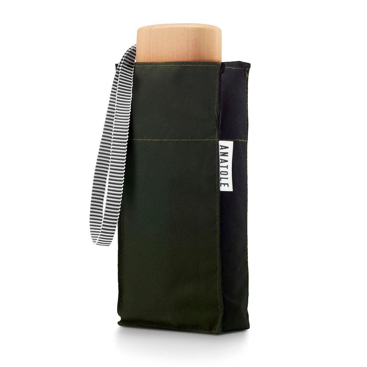 Micro Umbrella Bi Colour | Alma/Khaki-Black by ANATOLE (anatole-bicolour-micro-umbrella-alma-khaki-black)