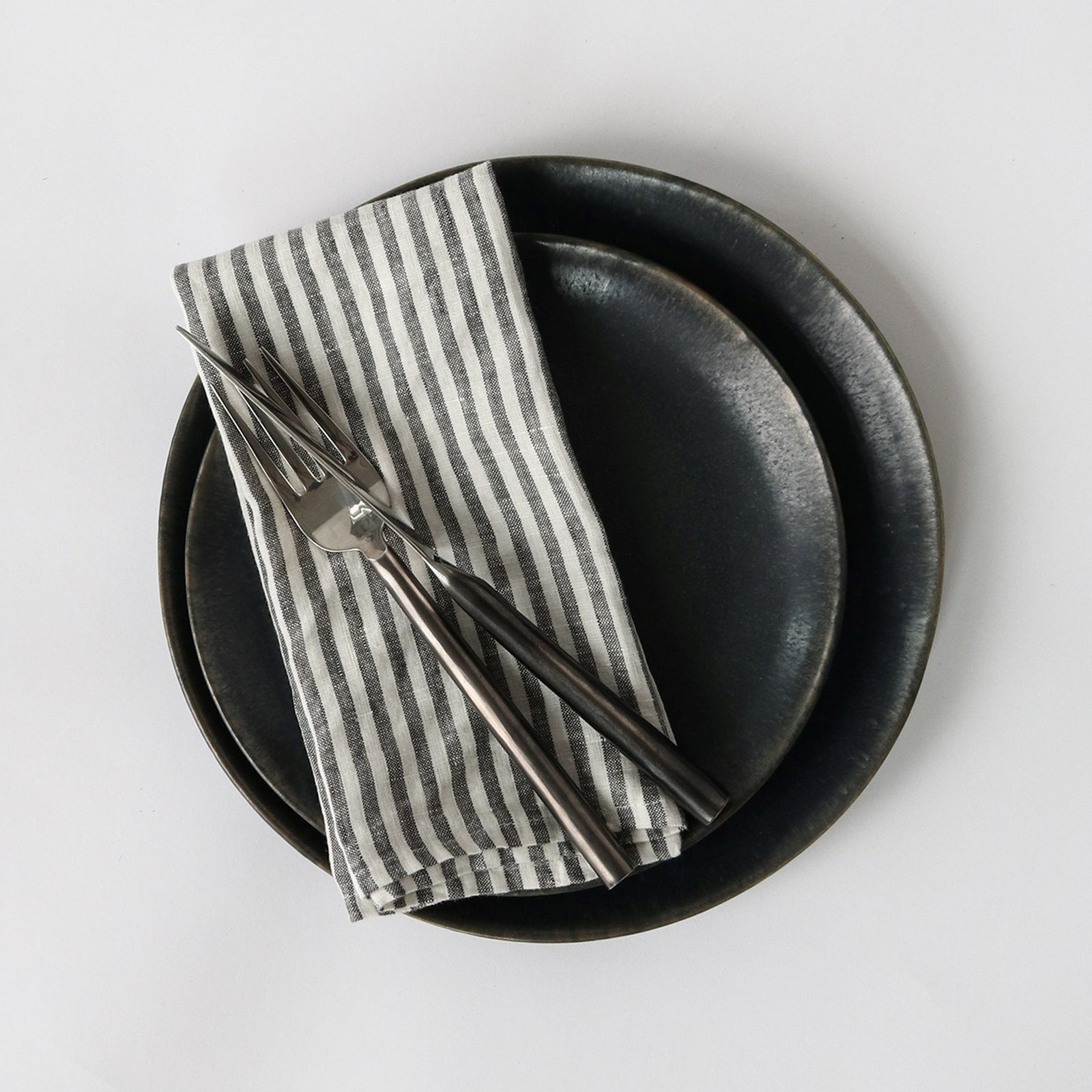 Linen Table Napkin | Grey White Stripe by TELL ME MORE (napkin-linen-grey-white-stripe)