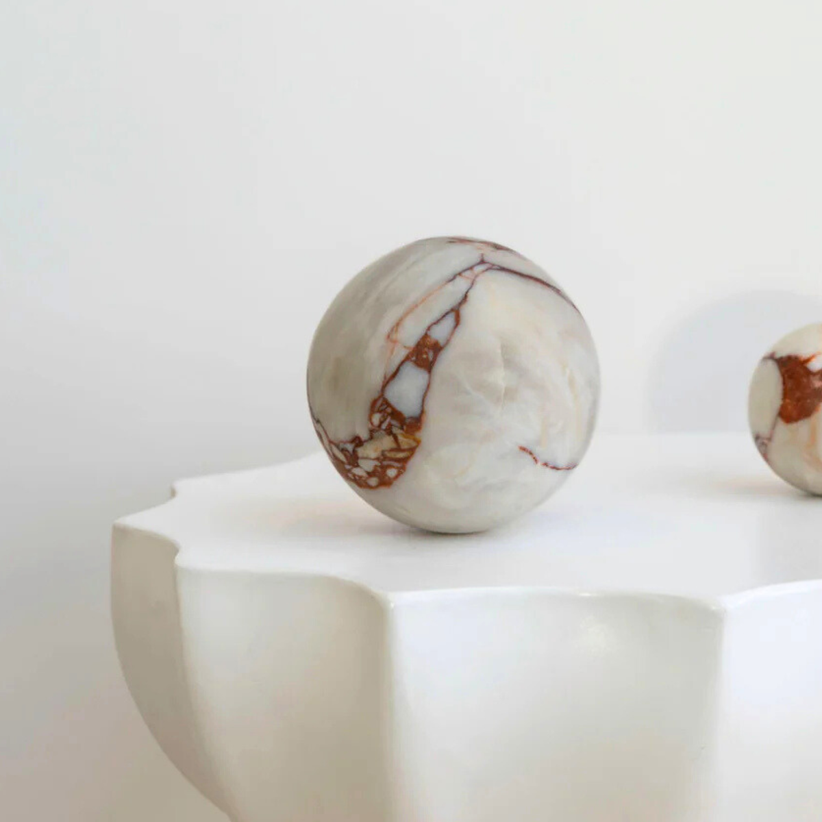 Orbit Table Sculpture | L | Brown Calacatta