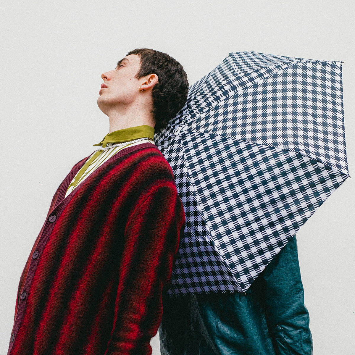 Micro Umbrella | Gingham-Black by ANATOLE (anatole-micro-umbrella-tweed-gingham-black-white)