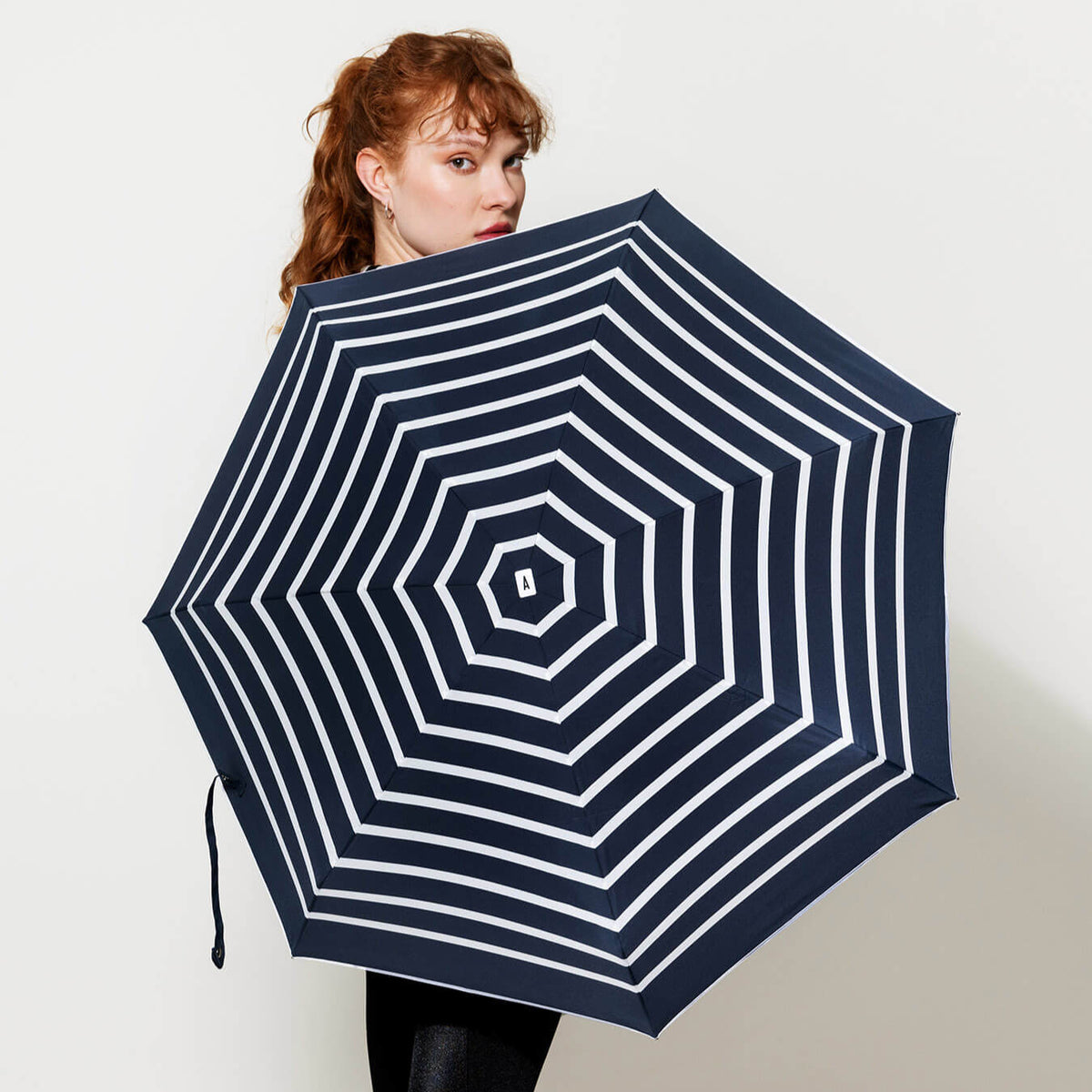 Micro Umbrella Marinières | Pablo/Navy-Ivory by ANATOLE (anatole-striped-navy-micro-umbrella-white-stripes-pablo)