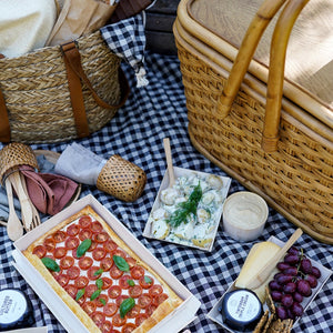 Gingham Linen Picnic Rug | Classic Black