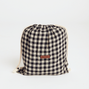 Gingham Linen Picnic Rug | Classic Black