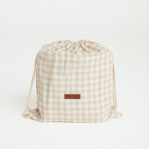 Gingham Linen Picnic Rug | Almond