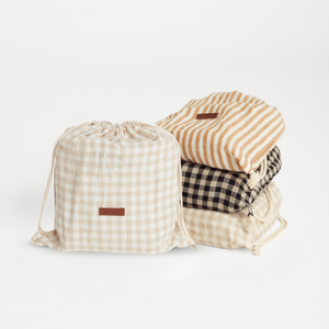 Gingham Linen Picnic Rug | Almond