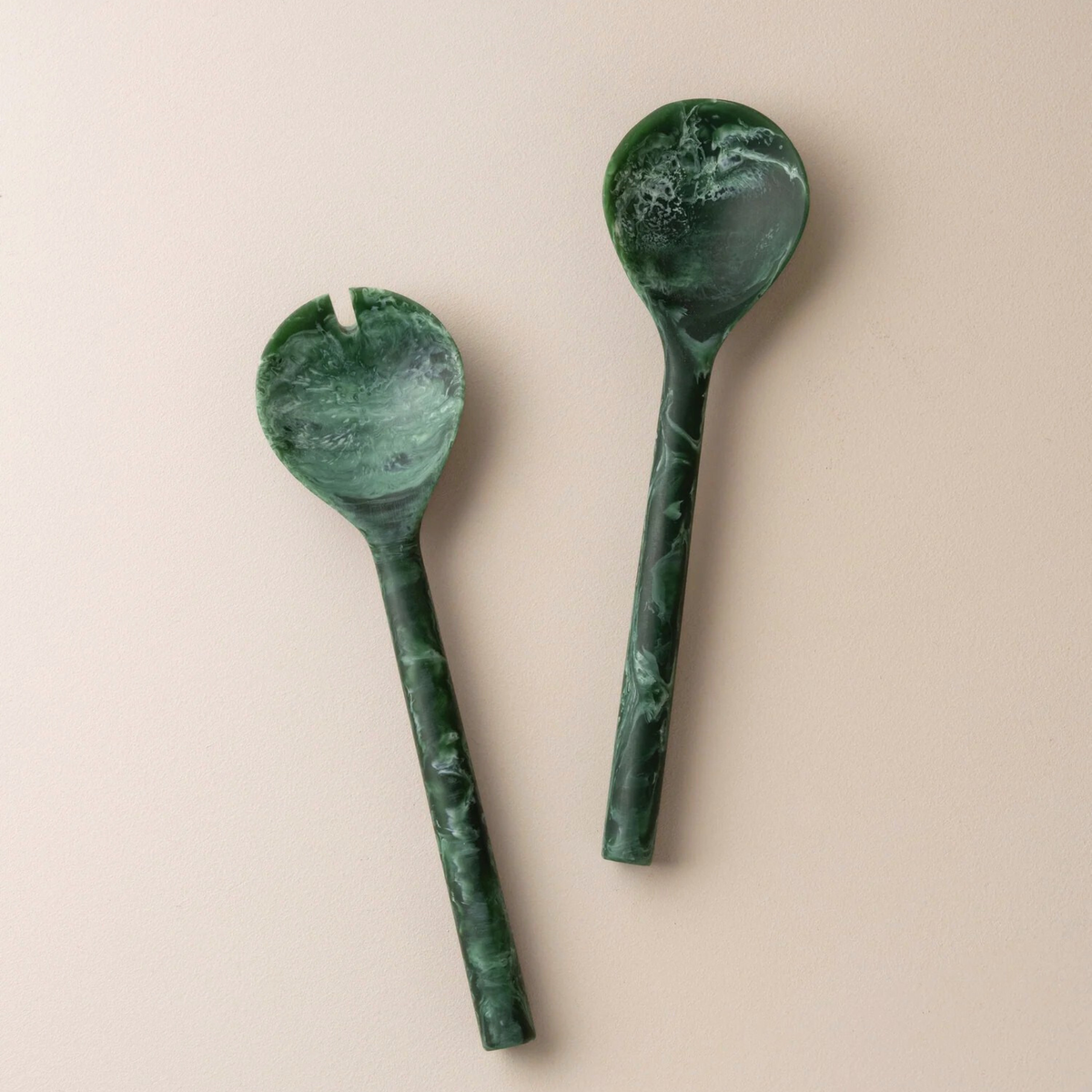 Flow Resin Salad Servers | Dark Jade by SAARDÉ (flow-resin-salad-servers-dark-jade)
