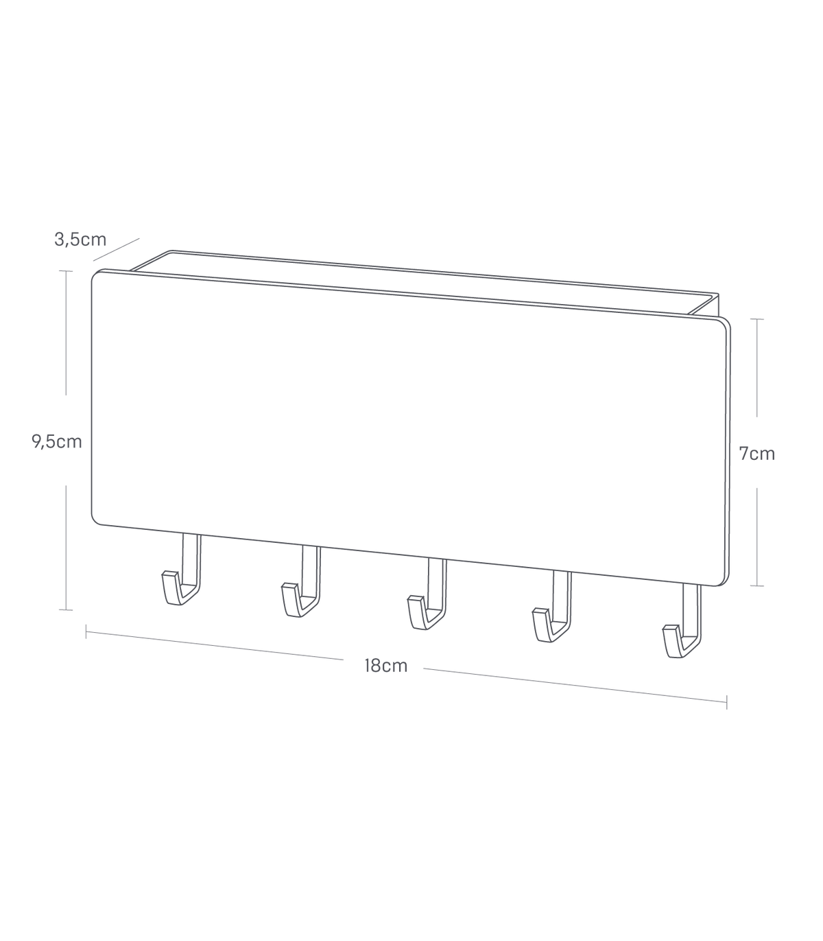 Rin Magnetic Key Organiser | Ash/White by Yamazaki (rin-magnetic-5-hook-key-rack-ash)