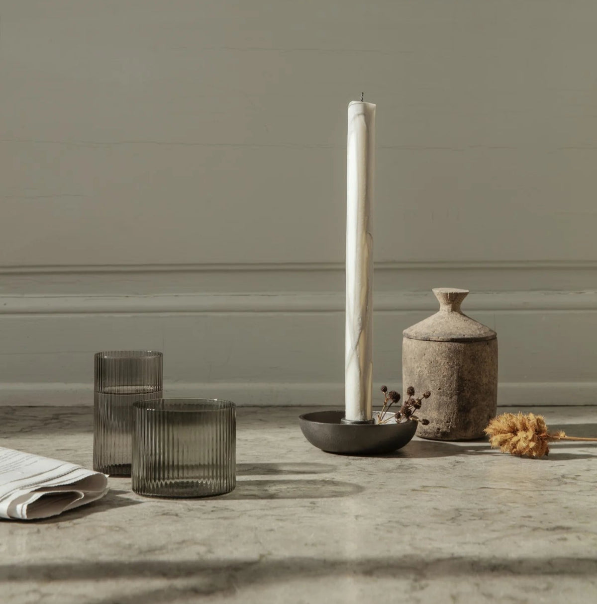 Ripple Carafe Set | Smoked Grey by FERM LIVING (ripple-carafe-set-smoked-grey)