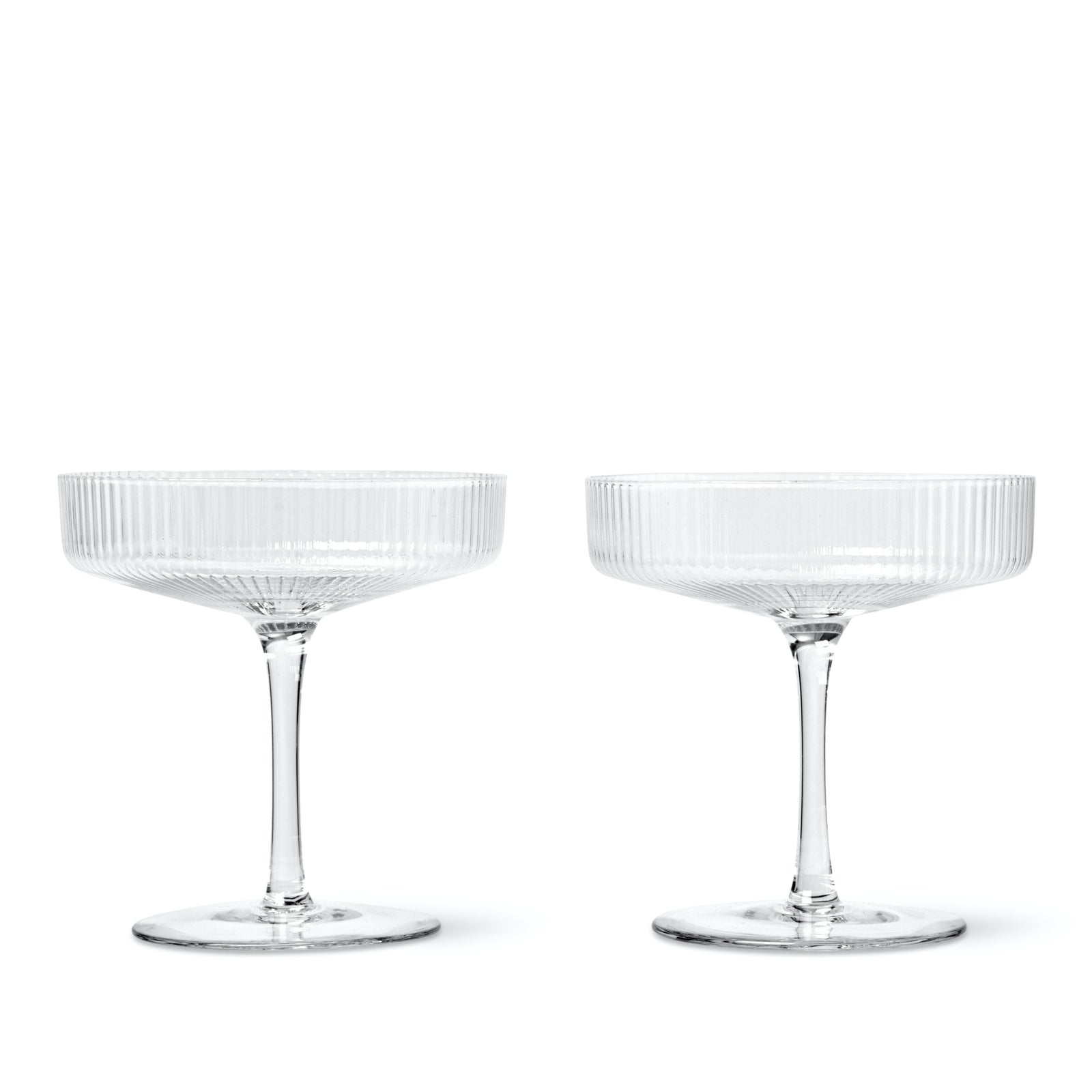 Ripple Champagne Saucers Set of 2 | Clear by FERM LIVING (ripple-champagne-saucers-set-of-2-clear)