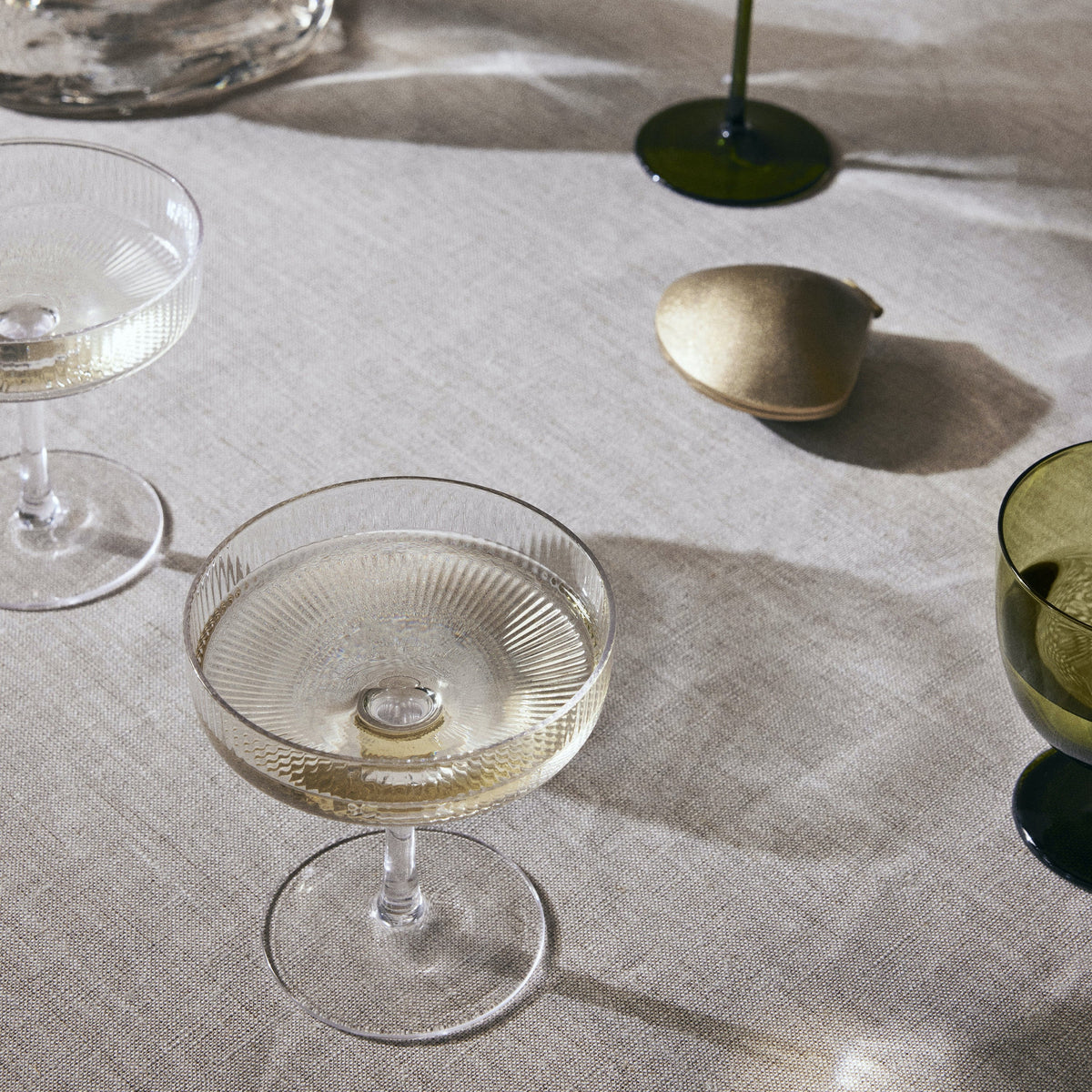 Ripple Champagne Saucers Set of 2 | Clear by FERM LIVING (ripple-champagne-saucers-set-of-2-clear)