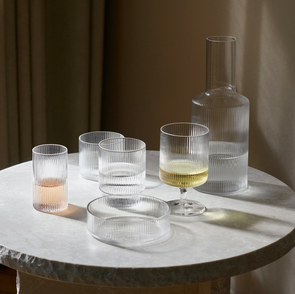 Ripple Long Drink Glasses | Set of 4 | Clear by FERM LIVING (ripple-long-drink-glasses-set-of-4-clear)