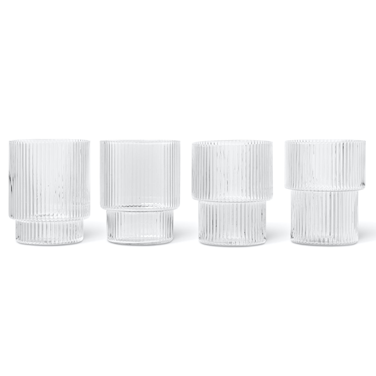 Ripple Glass | Set of 4 | Clear by FERM LIVING (ripple-glass-set-of-4-clear)