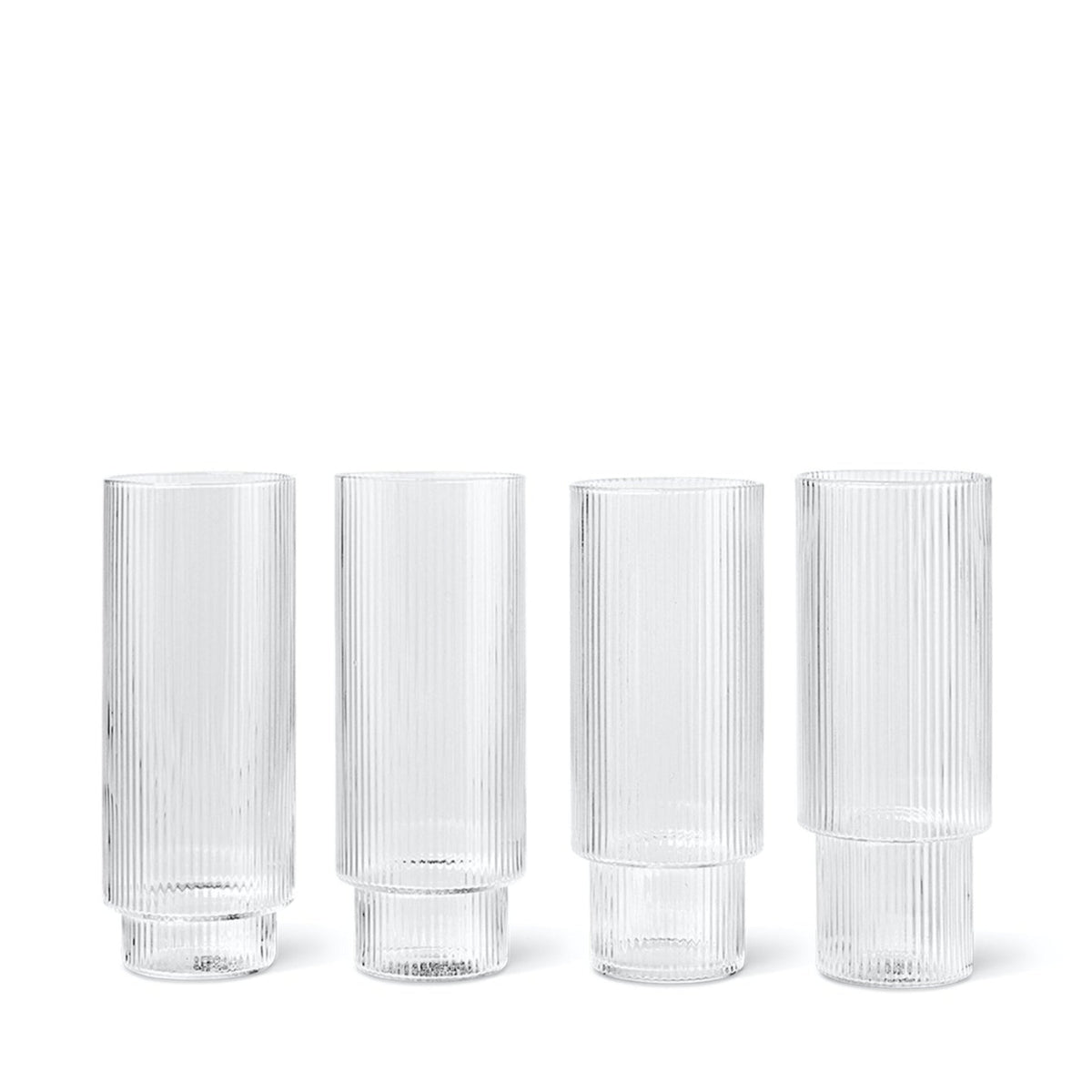 Ripple Long Drink Glasses | Set of 4 | Clear by FERM LIVING (ripple-long-drink-glasses-set-of-4-clear)