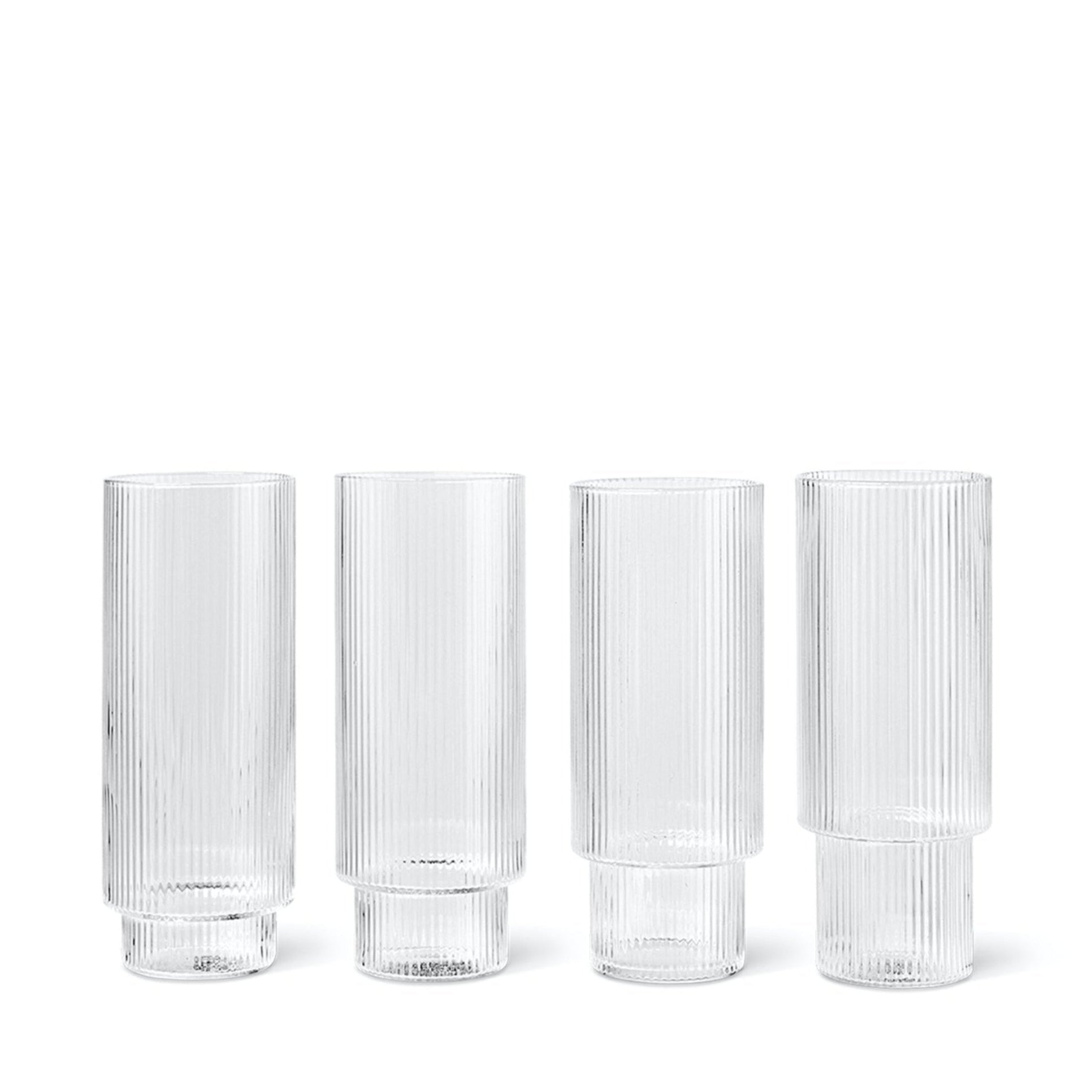 Ripple Long Drink Glasses | Set of 4 | Clear by FERM LIVING (ripple-long-drink-glasses-set-of-4-clear)