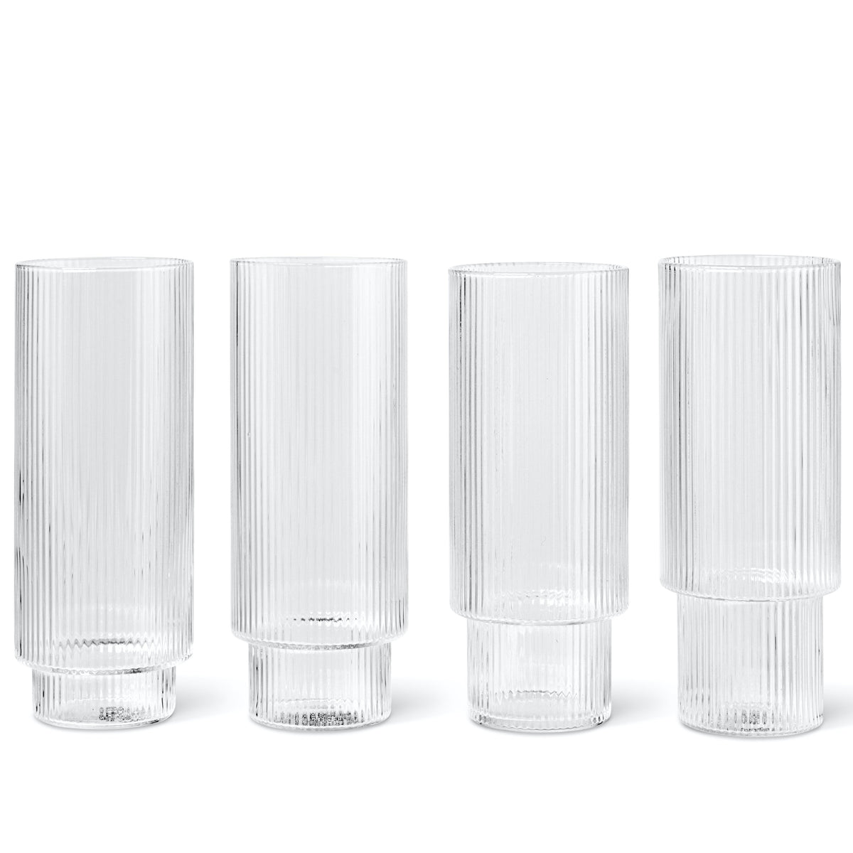 Ripple Long Drink Glasses | Set of 4 | Clear by FERM LIVING (ripple-long-drink-glasses-set-of-4-clear)