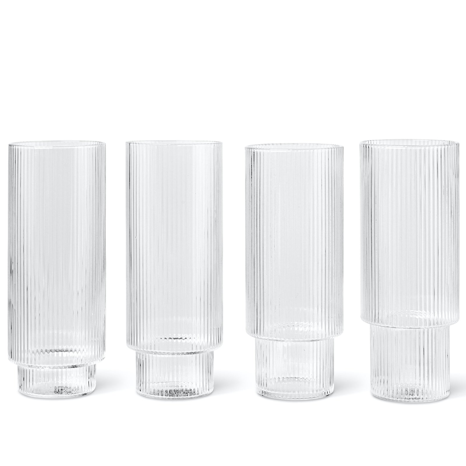 Ripple Long Drink Glasses | Set of 4 | Clear by FERM LIVING (ripple-long-drink-glasses-set-of-4-clear)