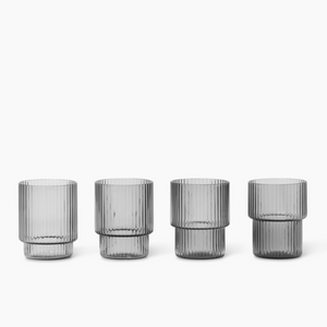 Ferm Living Ripple Glasses Set of 4 | Smoked Grey