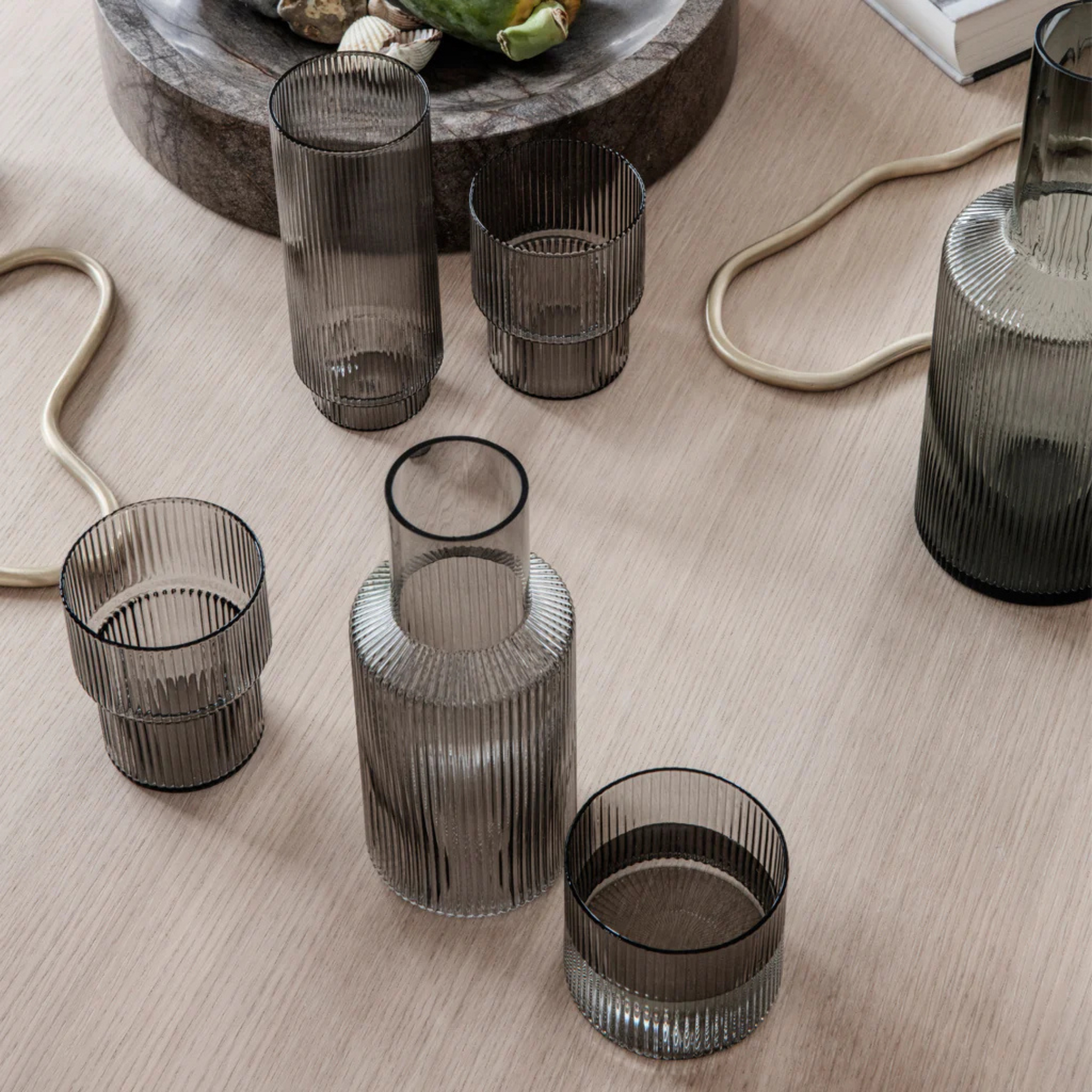 Ripple Carafe Set | Smoked Grey