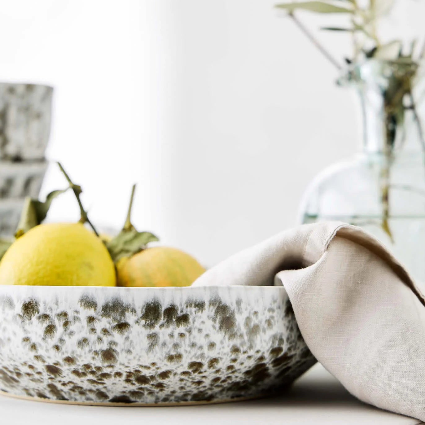 Tell Me More Rivoli Serving Bowl | Green Splatter