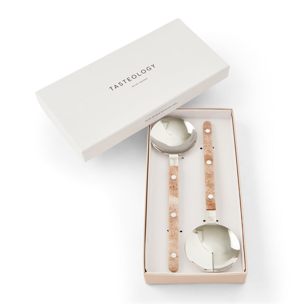Resin Handle Salad Servers |Taupe by TASTEOLOGY (salad-servers-taupe)