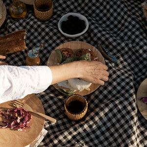 Gingham Linen Picnic Rug | Classic Black