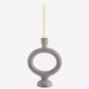 Stoneware Candle Holder 27.5cm - Greige