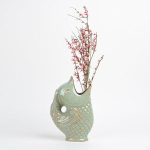 Stoneware Koi Fish Vase | Green