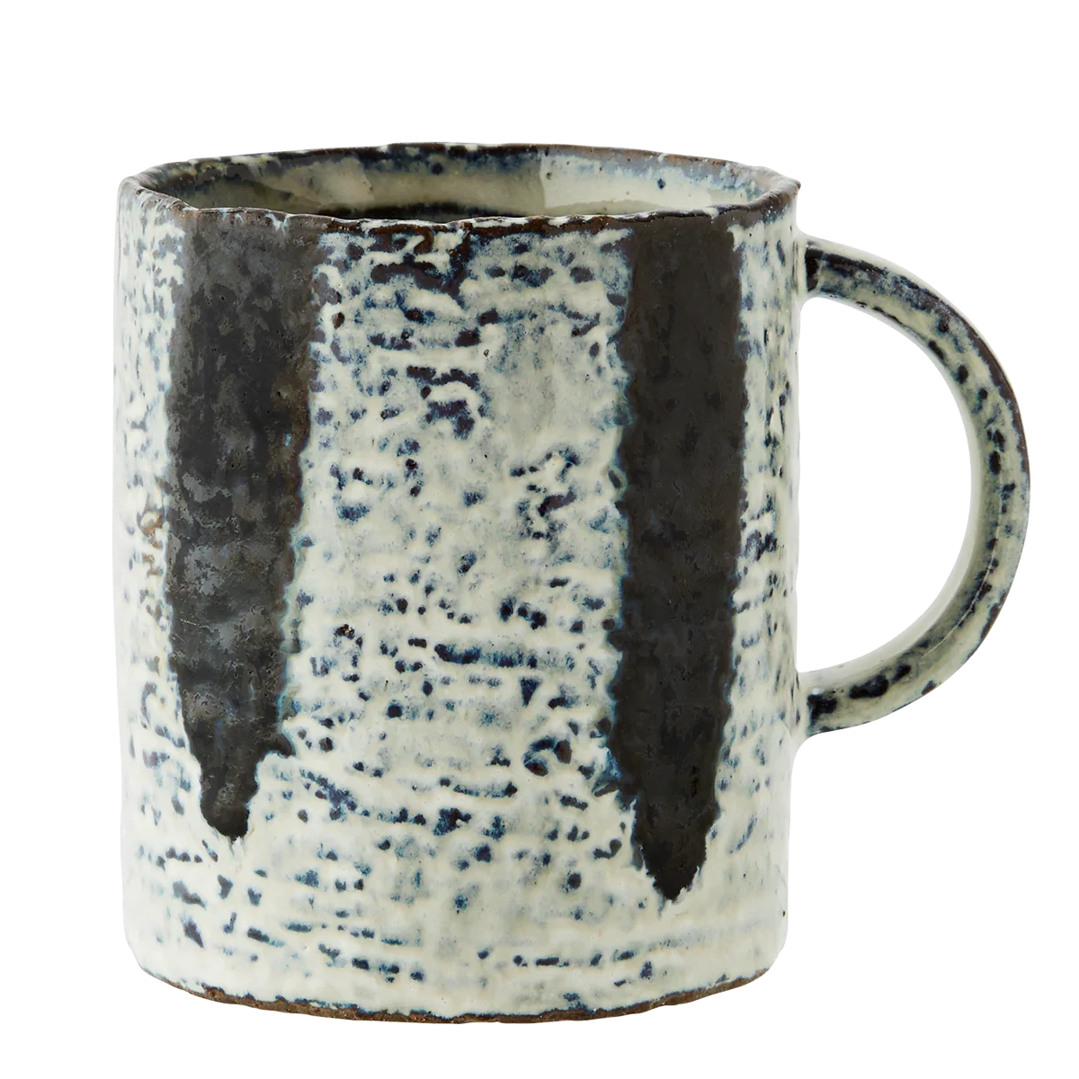 Stoneware Mug | Stone/Ink by MADAM STOLTZ (madam-stoltz-stoneware-mug-stone-white-ink-blue)