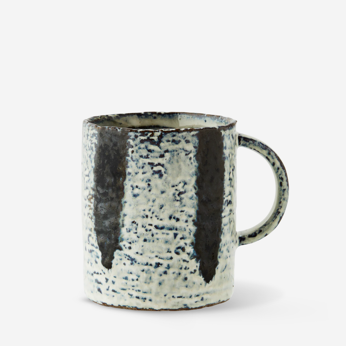 Stoneware Mug | Stone/Ink by MADAM STOLTZ (madam-stoltz-stoneware-mug-stone-white-ink-blue)