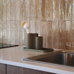 Sink Tray and Sponge Holder Silicone | Khaki by DESIGNSTUFF (sink-tray-and-sponge-holder-silicone-khaki-1)