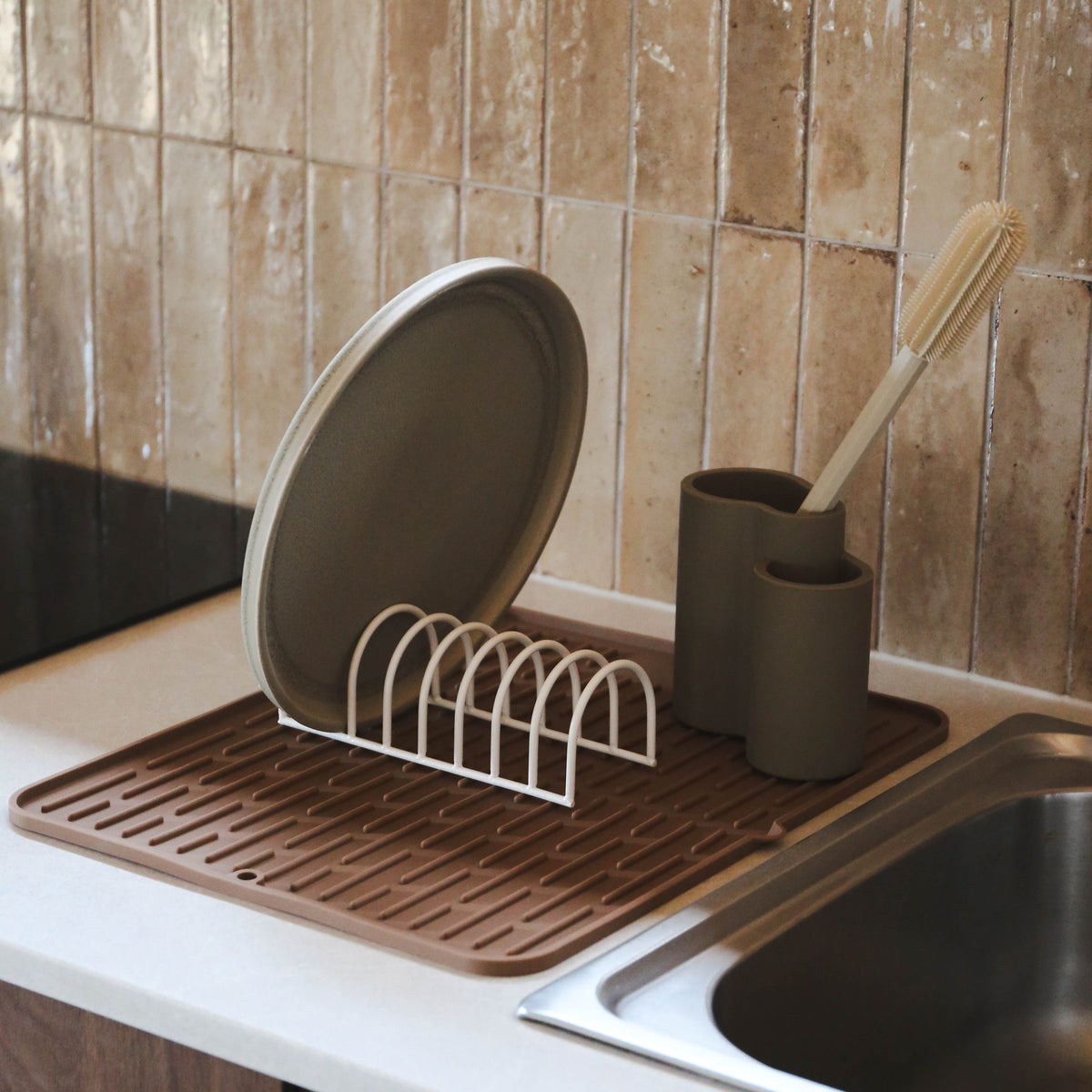 Store All Holder | Khaki by DESIGNSTUFF (all-cutlery-drainer-holder-khaki)