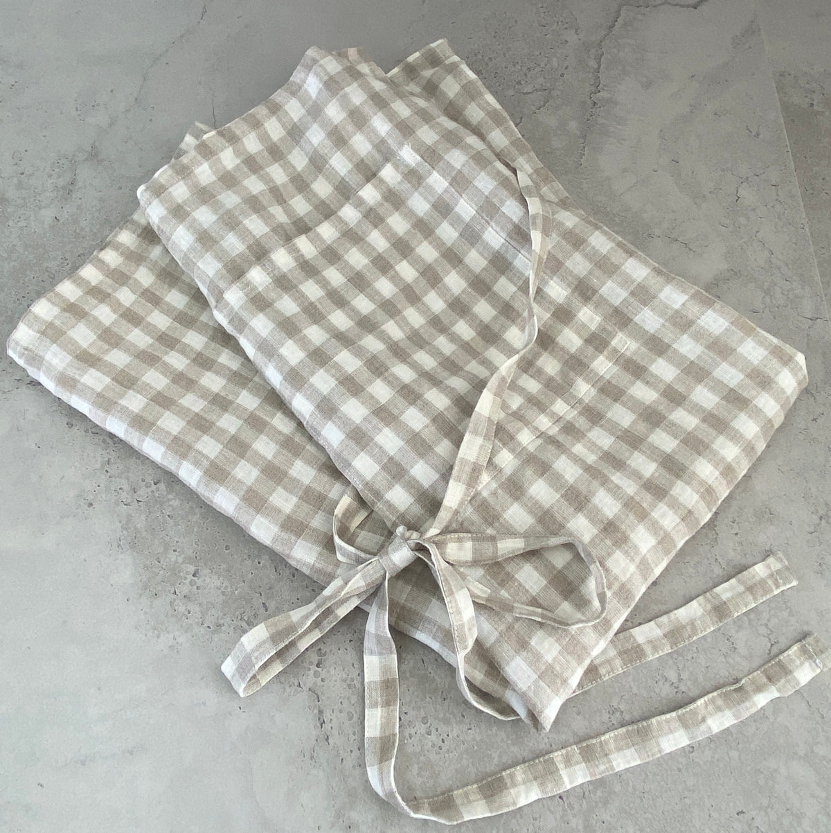 Gingham Linen Half Apron | Natural by TELL ME MORE (tell-me-more-apron-linen-gingham-natural)