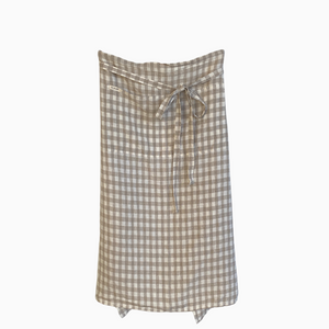 Gingham Linen Half Apron | Natural