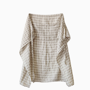 Gingham Linen Half Apron | Natural