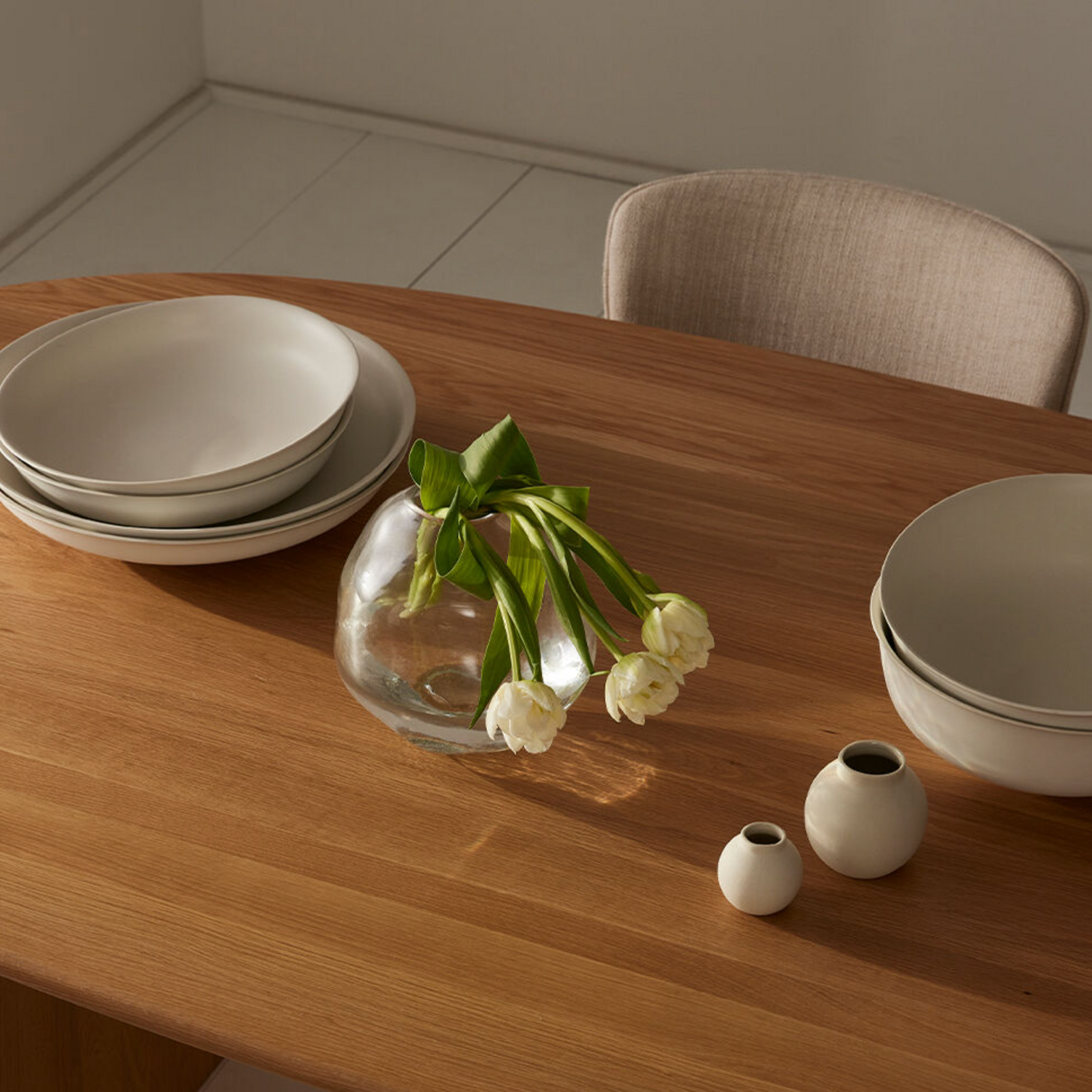 Talia Shallow Serving Bowl 31cm | Powder Grey by PAPAYA (lotus-curved-platter-white-large)