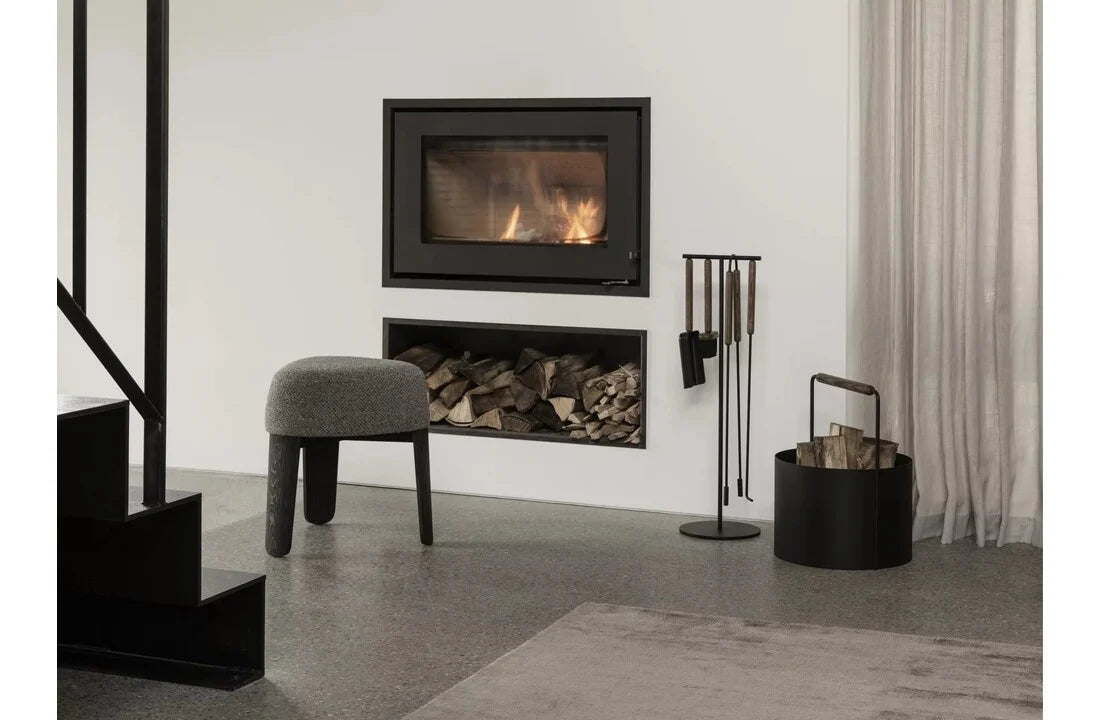 ASHI 5 Piece Standing Fireplace Tool Set in Oak Design