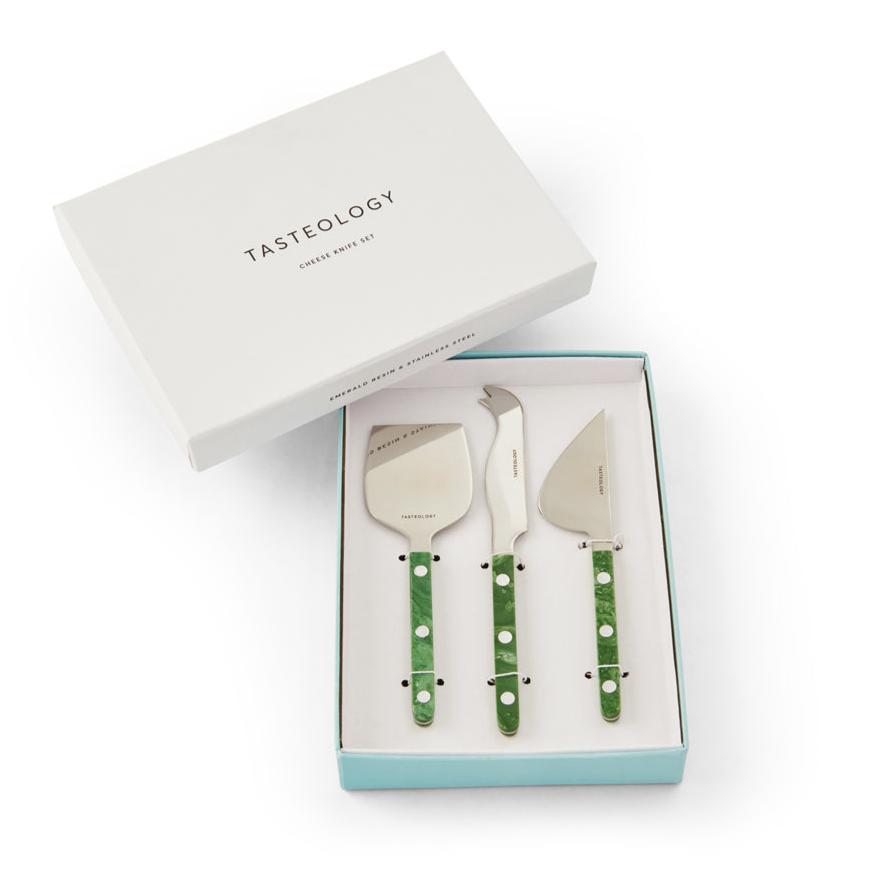 Resin Cheese Knives Set of 3 - Emerald by TASTEOLOGY (resin-cheese-knives-set-of-3-emerald)