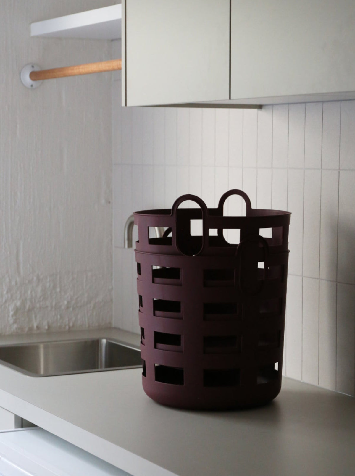 Storage & Laundry Basket L | Set 2 | Burgundy by DESIGNSTUFF (enkel-studio-storage-and-laundry-basket-l-burgandy-set-2)