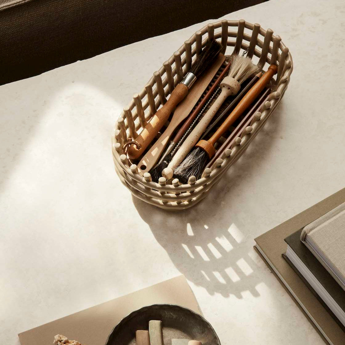 Ceramic Basket Oval | Cashmere by FERM LIVING (ceramic-basket-cashmere)