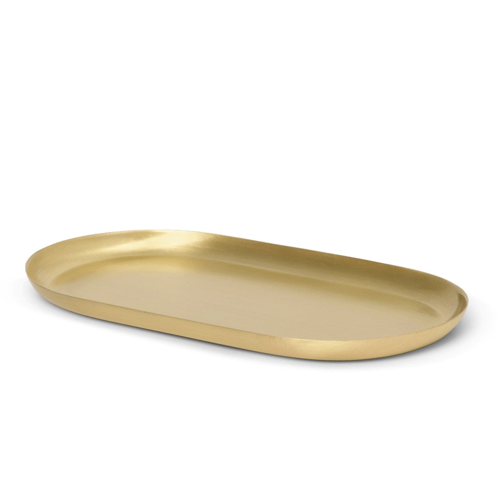 Gold oval tray on a white background