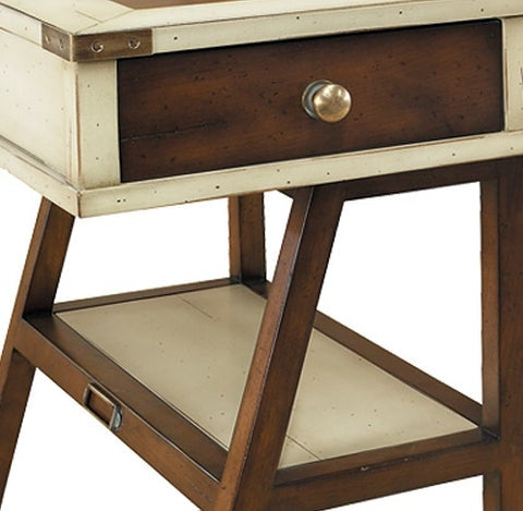 Navigator's Solid Timber Desk, Ivory Honey Distressed French Finish