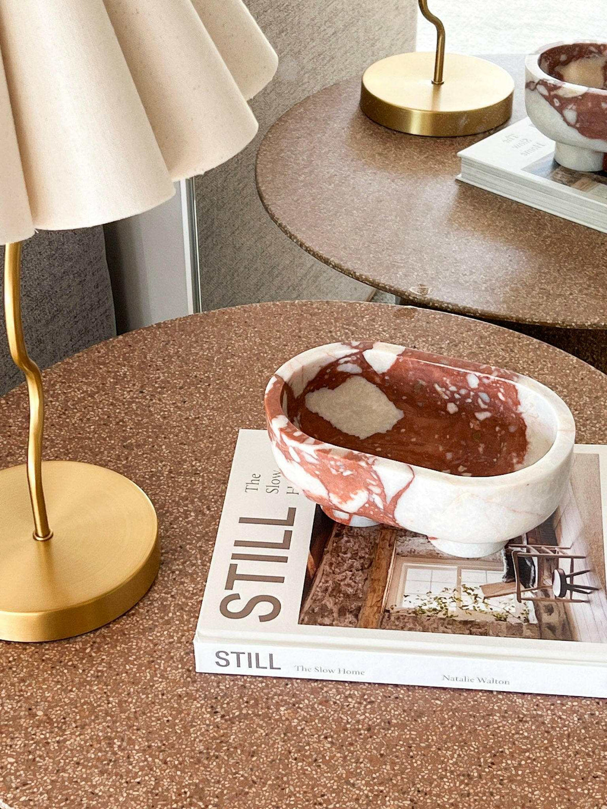 Cotheory The Muse Footed Oval Tray | Brown Calacatta